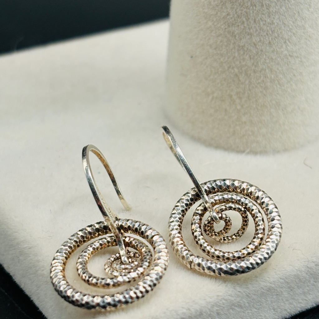 Dyadema 925 Italy Sterling Silver Spiral Dangle Earrings Hook Closure 3 G